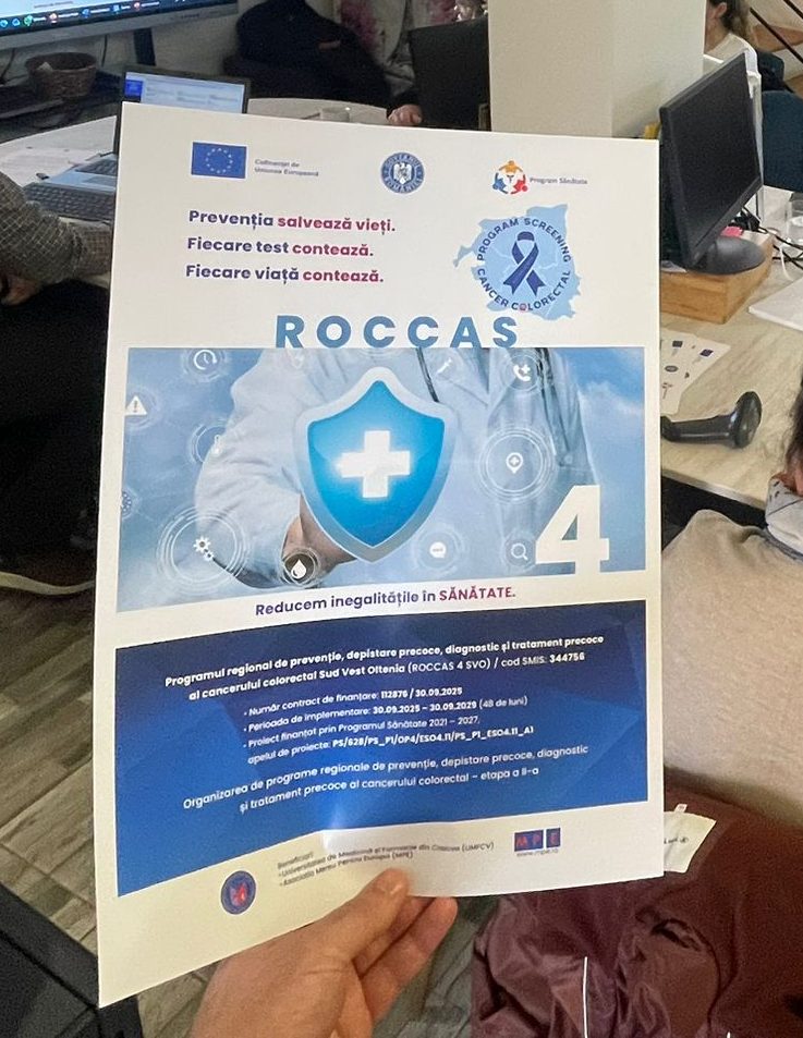 Afișul oficial al proiectului ROCCAS 4 SVO, cu datele de identificare, codul SMIS și emblemele finanțatorilor.